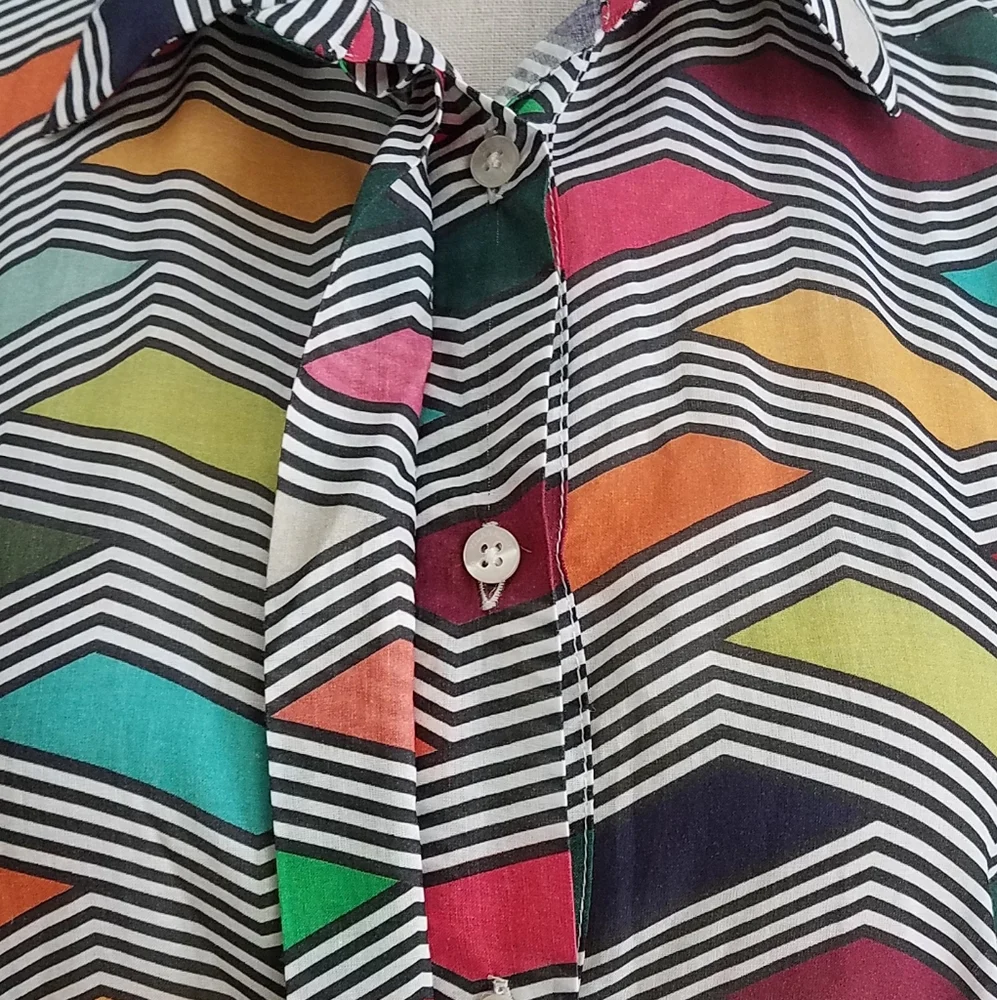 Vilagallo Adrianna Multicolor Printed Shirt Dress Cotton‎